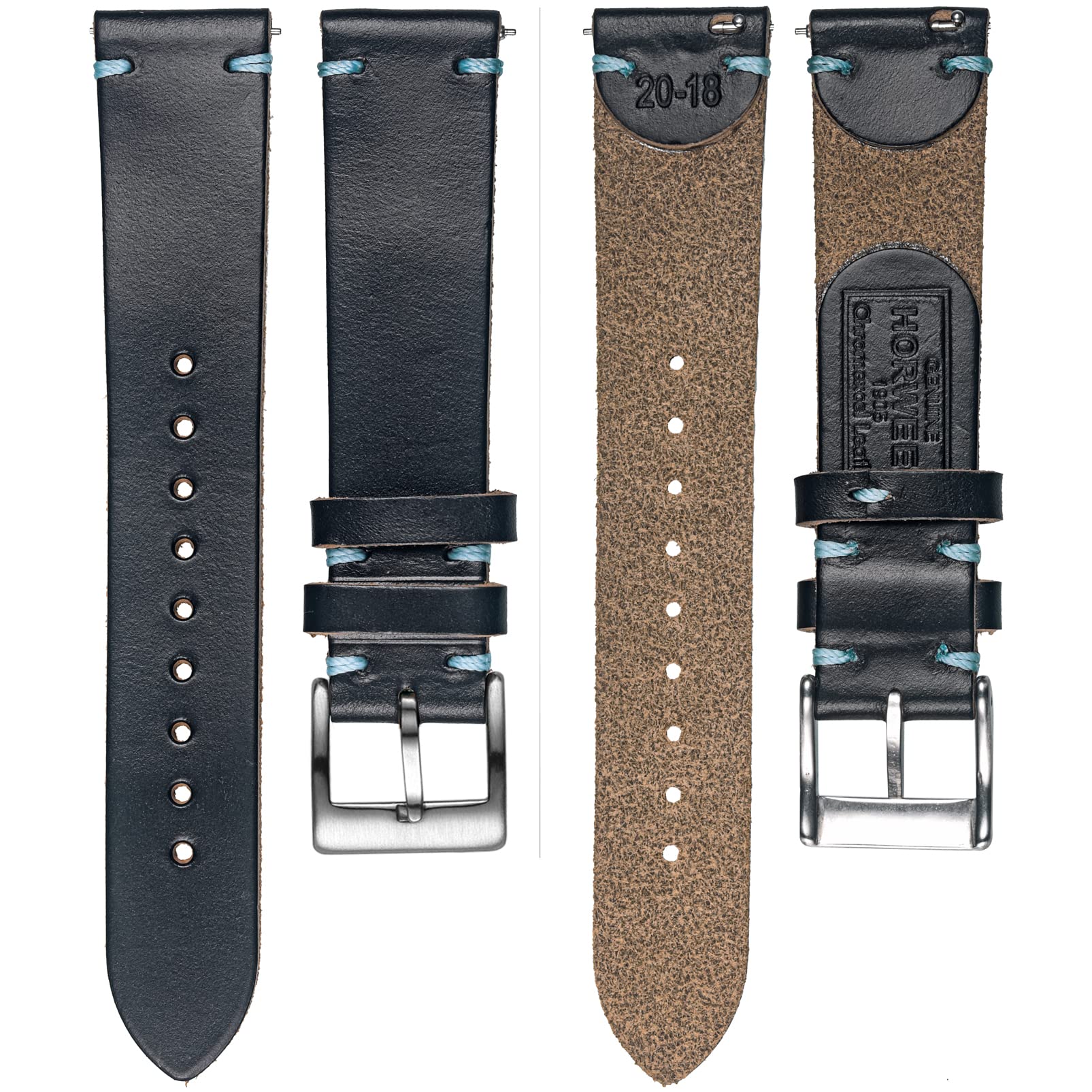 hemsut h hemsut h Men's Watch Bands, Horween Leather Watch Strap, 22mm Quick Release Vintage Watch Replacement Straps - View 7 of 8