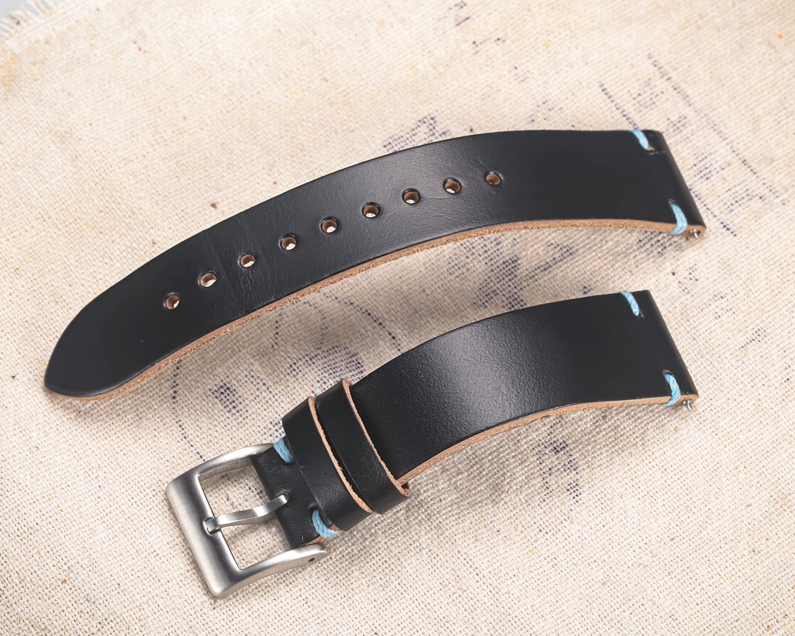 hemsut h hemsut h Men's Watch Bands, Horween Leather Watch Strap, 22mm Quick Release Vintage Watch Replacement Straps - View 8 of 8