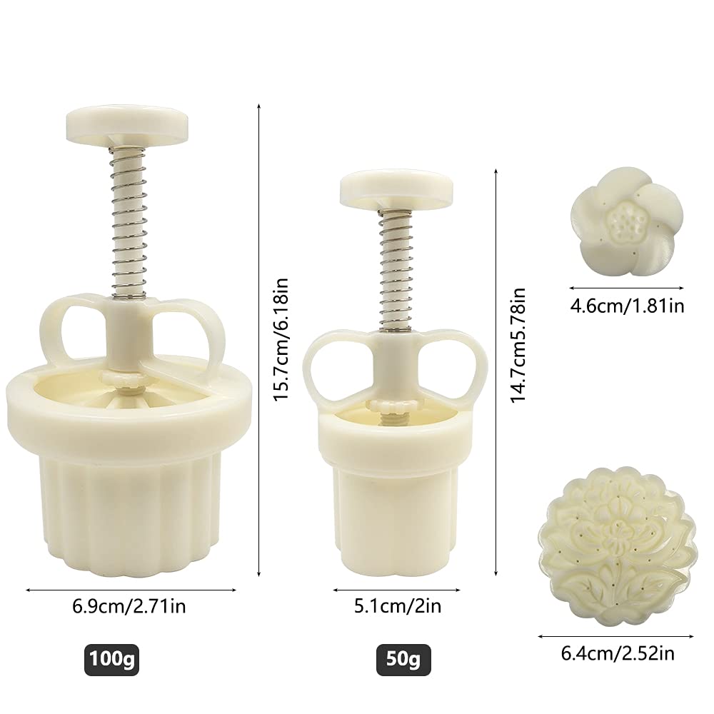 FineGood 2 Set Mooncake Mould Press with 11 Stapms, FineGood DIY Cookie Cutter 50g 100g Flower Press Mooncake Mould Hand Pressure Mooncake Baking Tools - View 4 of 9