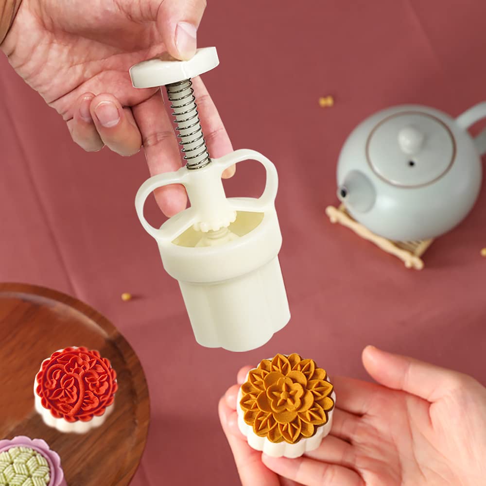 FineGood 2 Set Mooncake Mould Press with 11 Stapms, FineGood DIY Cookie Cutter 50g 100g Flower Press Mooncake Mould Hand Pressure Mooncake Baking Tools - View 7 of 9