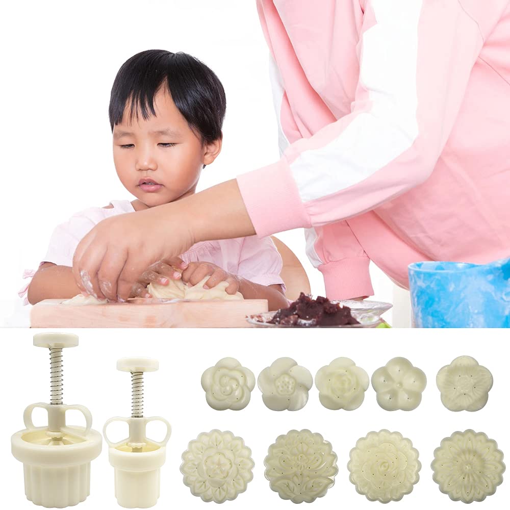 FineGood 2 Set Mooncake Mould Press with 11 Stapms, FineGood DIY Cookie Cutter 50g 100g Flower Press Mooncake Mould Hand Pressure Mooncake Baking Tools - View 8 of 9