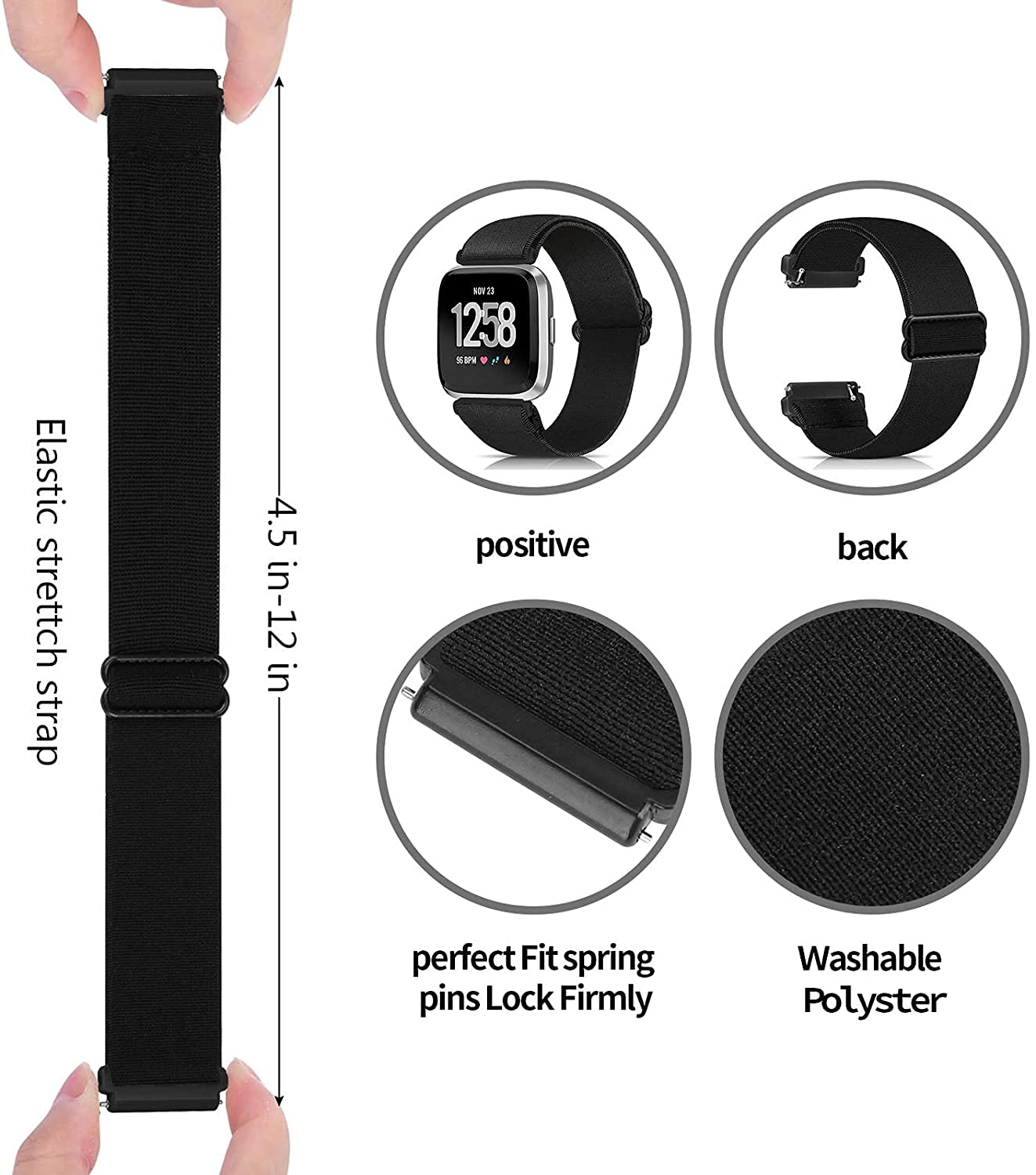 ShuYo ShuYo 10 Pack Elastic Nylon Adjustable Wristband Compatible with Fitbit Versa Versa 2 Versa Lite Versa SE Soft Breathable Fabric Band - View 2 of 6