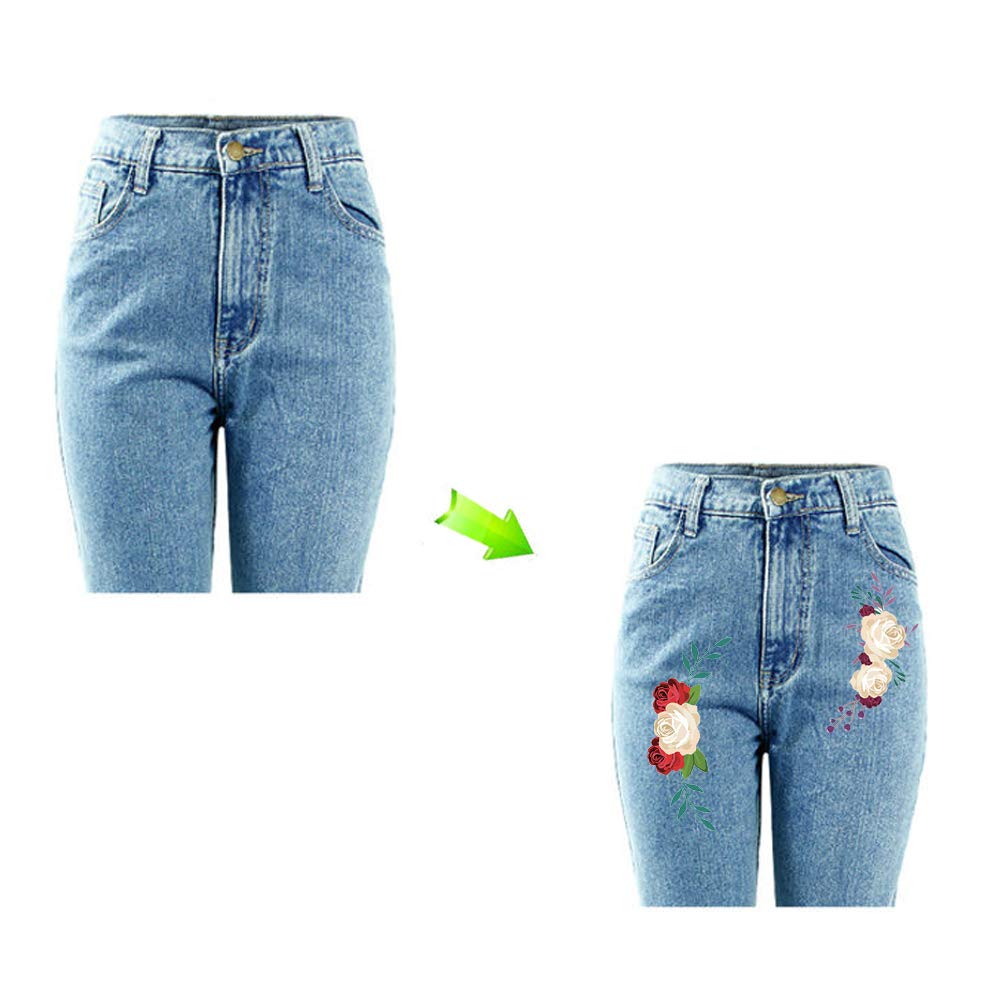 Adonisaon Flower Iron on Sticker Heat Transfer Patches 10 PCS Appliques Decals for T-Shirt Jeans Backpacks Jackets Dress Clothing Art Decoration Accessories - View 3 of 7