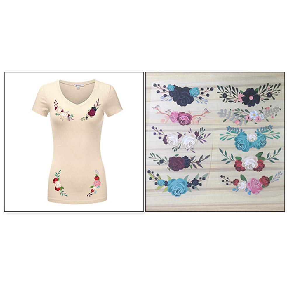 Adonisaon Flower Iron on Sticker Heat Transfer Patches 10 PCS Appliques Decals for T-Shirt Jeans Backpacks Jackets Dress Clothing Art Decoration Accessories - View 5 of 7