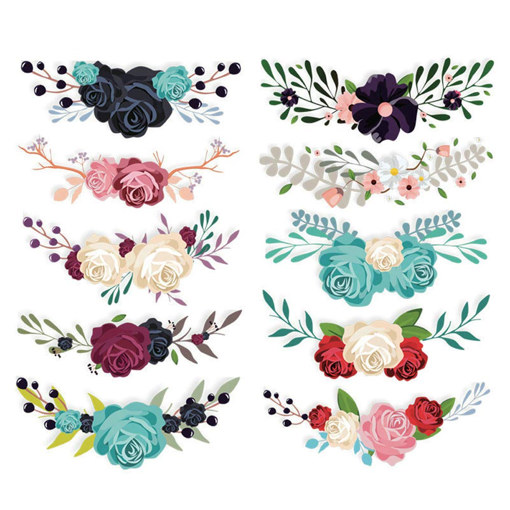 Adonisaon Flower Iron on Sticker Heat Transfer Patches 10 PCS Appliques Decals for T-Shirt Jeans Backpacks Jackets Dress Clothing Art Decoration Accessories
