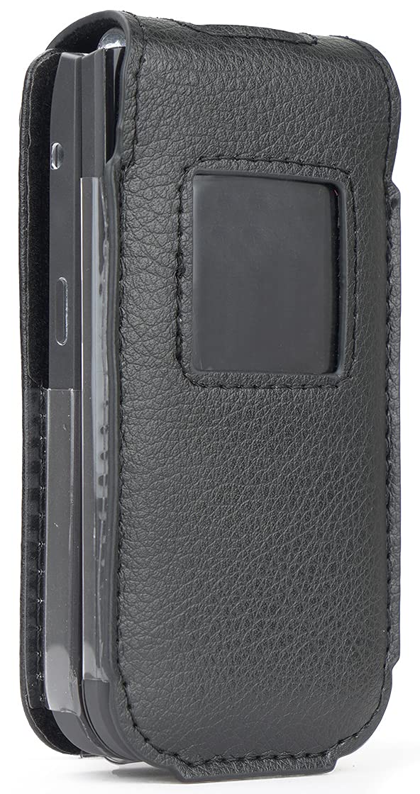 Nakedcellphone Case for Nokia 2720 V Flip Phone, Nakedcellphone [Black Vegan Leather] Form-Fit Cover with [Built-in Screen Protection] and [Metal Belt Clip] - View 8 of 9