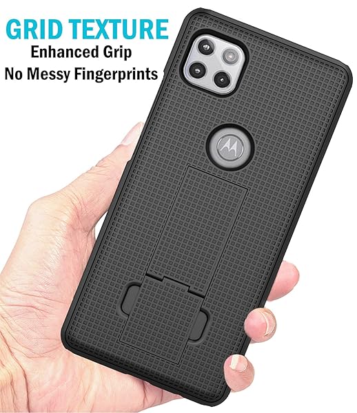 Nakedcellphone Motorola One 5G Ace Case with Clip & Kickstand - Slim Black Holster for Moto XT2113 - View 7 of 11
