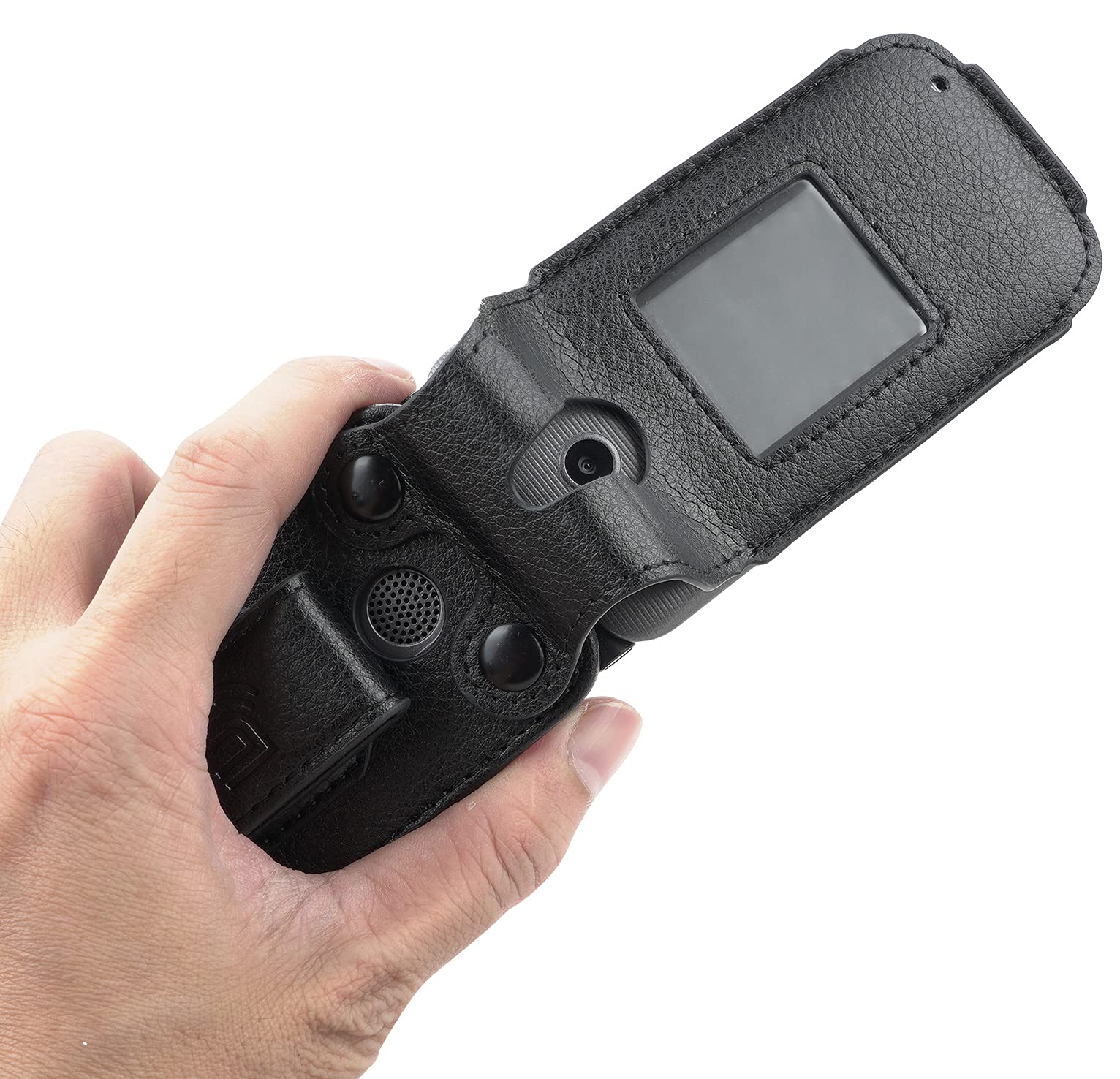 Nakedcellphone Case for Coolpad Belleza Flip Phone, Nakedcellphone [Black Vegan Leather] Form-Fit Cover with [Built-in Screen Protection] and [Metal Belt Clip] for - View 3 of 8