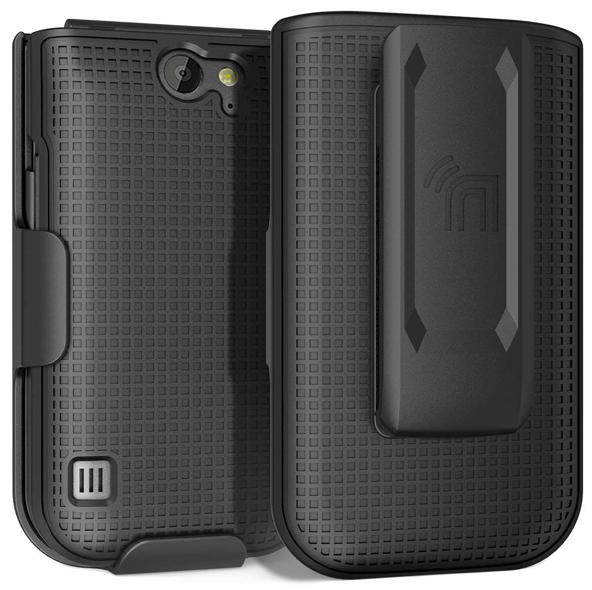 Nakedcellphone Case with Clip for Nokia 2720 V Flip Phone, Nakedcellphone [Black] Snap-On Hard Shell Cover with [Rotating Ratchet] Belt Hip Holster Holder for - View 3 of 9