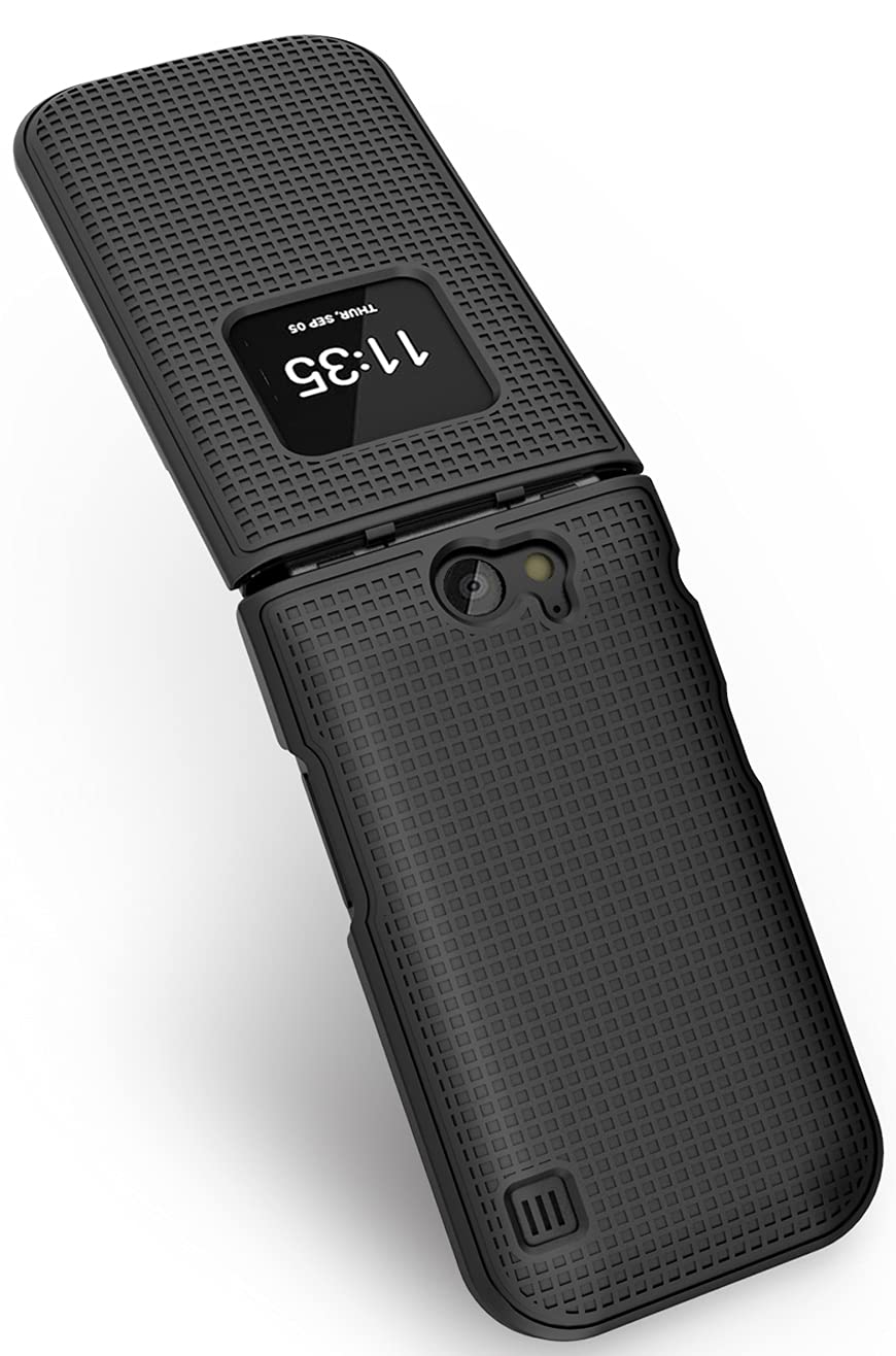 Nakedcellphone Case with Clip for Nokia 2720 V Flip Phone, Nakedcellphone [Black] Snap-On Hard Shell Cover with [Rotating Ratchet] Belt Hip Holster Holder for - View 6 of 9