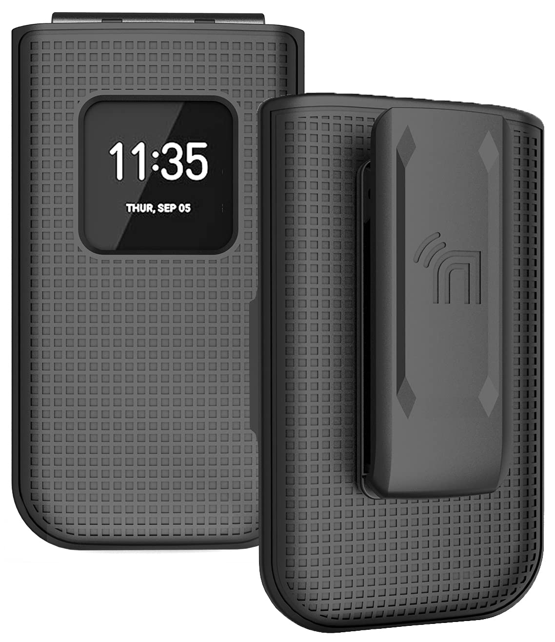 Case with Clip for Nokia 2720 V Flip Phone, Nakedcellphone [Rose Gold Pink] Snap-On Hard Shell Cover with [Rotating Ratchet] Belt Hip Holster Holder