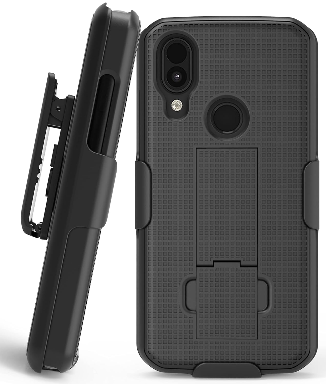 Nakedcellphone Case with Clip for CAT S62 PRO Phone, Nakedcellphone [Black] Slim Hard Shell Cover with Kickstand View Stand and [Rotating Ratchet] Belt Hip Holster - View 2 of 9