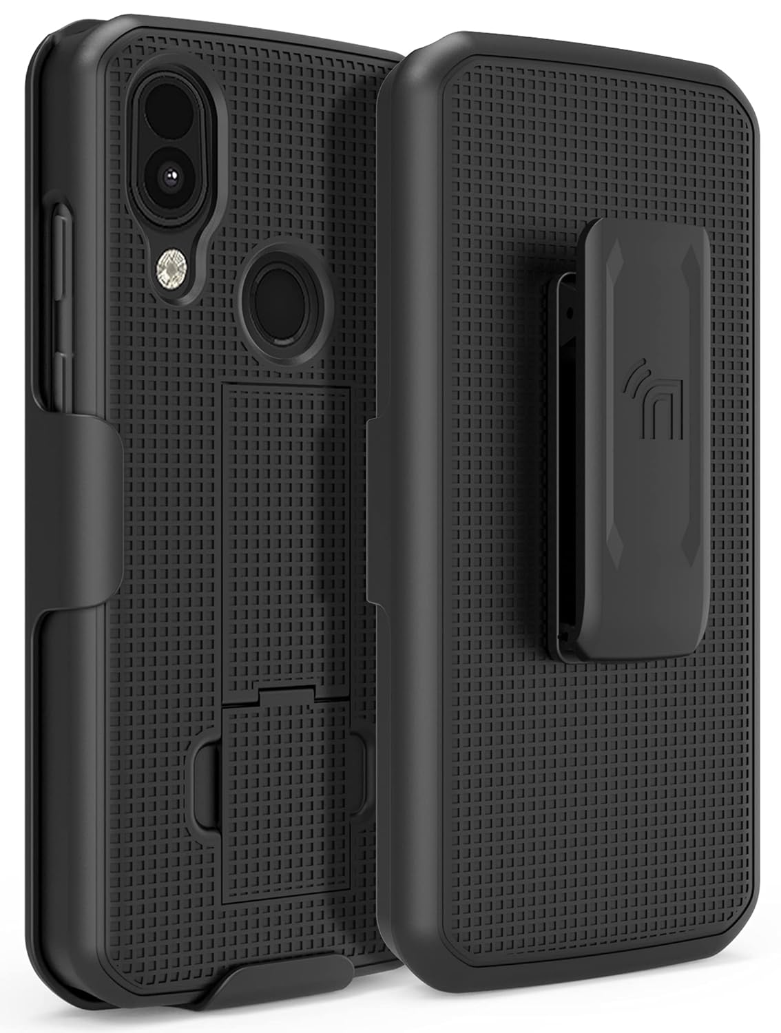 Case with Clip for CAT S62 PRO Phone, Nakedcellphone [Black] Slim Hard Shell Cover with Kickstand View Stand and [Rotating Ratchet] Belt Hip Holster