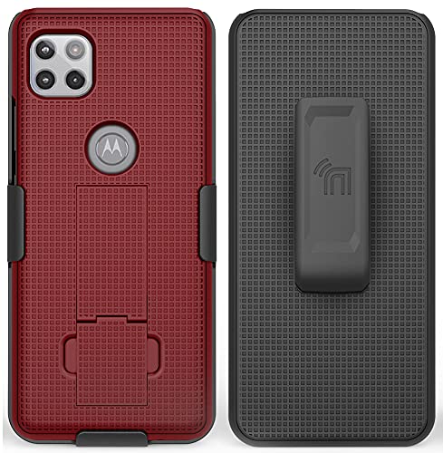 Nakedcellphone Red Nakedcellphone Case with Clip for Motorola One 5G Ace - Slim Kickstand & Rotating Belt Holster Accessory - View 4 of 11