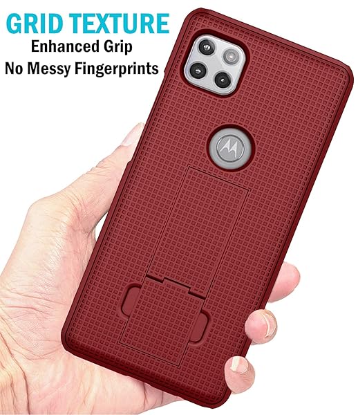 Nakedcellphone Red Nakedcellphone Case with Clip for Motorola One 5G Ace - Slim Kickstand & Rotating Belt Holster Accessory - View 7 of 11