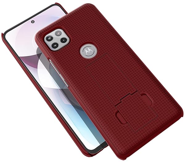 Nakedcellphone Red Nakedcellphone Case with Clip for Motorola One 5G Ace - Slim Kickstand & Rotating Belt Holster Accessory - View 10 of 11