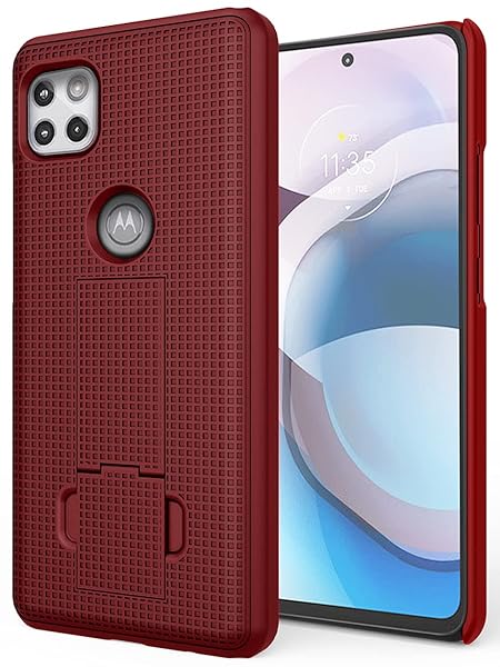 Nakedcellphone Red Nakedcellphone Case with Clip for Motorola One 5G Ace - Slim Kickstand & Rotating Belt Holster Accessory - View 11 of 11