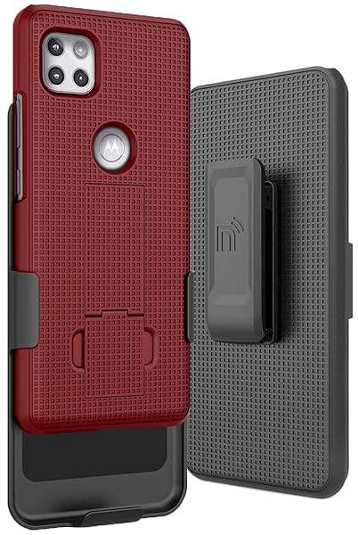 Nakedcellphone Red Nakedcellphone Case with Clip for Motorola One 5G Ace - Slim Kickstand & Rotating Belt Holster Accessory - View 2 of 11