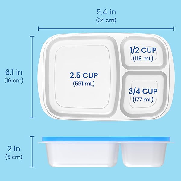 Bentgo Bentgo Easyboxes Original Stackable Lunch Boxes Set of 10 Reusable 3-Compartment Food Containers for Meal Prep School and Work BPA Free - View 9 of 10