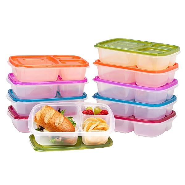 Bentgo Bentgo Easyboxes Original Stackable Lunch Boxes Set of 10 Reusable 3-Compartment Food Containers for Meal Prep School and Work BPA Free - View 2 of 10