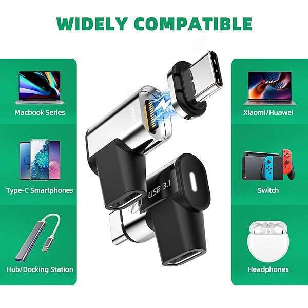 DuHeSin DuHeSin USB C Magnetic Adapter 2 Pack - 10Gbps Data Transfer, 4K Video, 100W Charge for MacBook Pro/Air & USB-C Laptops - View 7 of 9