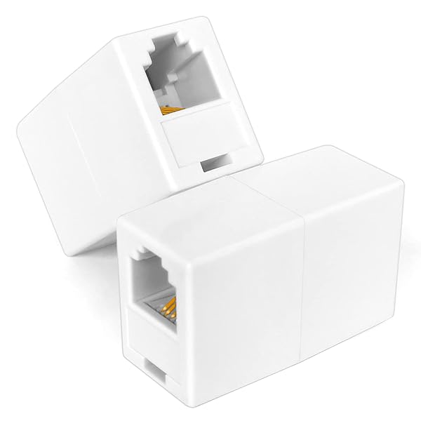 NECABLES NECABLES 2 Pack RJ11 Coupler Telephone Extender Female to Female for Landline Phone and Fax White - View 3 of 5