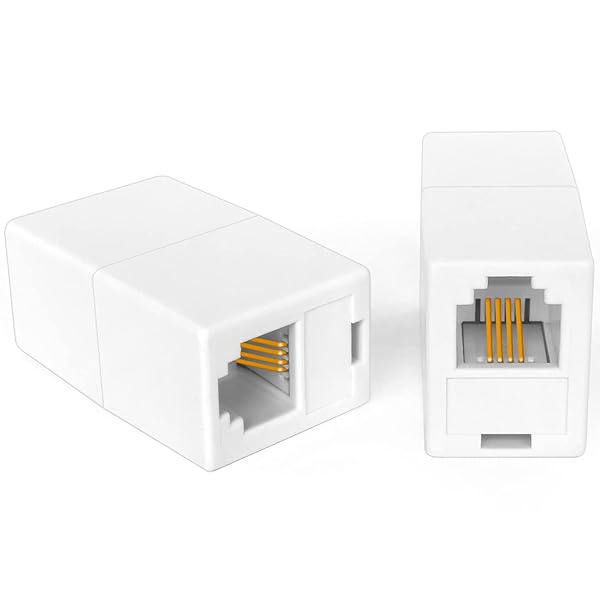 NECABLES NECABLES 2 Pack RJ11 Coupler Telephone Extender Female to Female for Landline Phone and Fax White - View 4 of 5