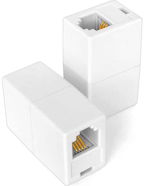 NECABLES NECABLES 2 Pack RJ11 Coupler Telephone Extender Female to Female for Landline Phone and Fax White - View 2 of 5
