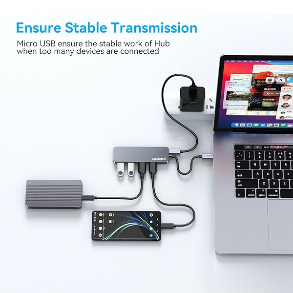 MEANHIGH MEANHIGH USB C 3.0 Hub 4-Port Ultra Slim Portable Data Hub for MacBook Pro Air HP XPS and More Type C Devices - View 5 of 7