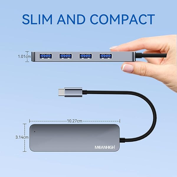 MEANHIGH MEANHIGH USB C 3.0 Hub 4-Port Ultra Slim Portable Data Hub for MacBook Pro Air HP XPS and More Type C Devices - View 6 of 7