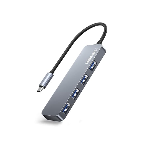 MEANHIGH MEANHIGH USB C 3.0 Hub 4-Port Ultra Slim Portable Data Hub for MacBook Pro Air HP XPS and More Type C Devices
