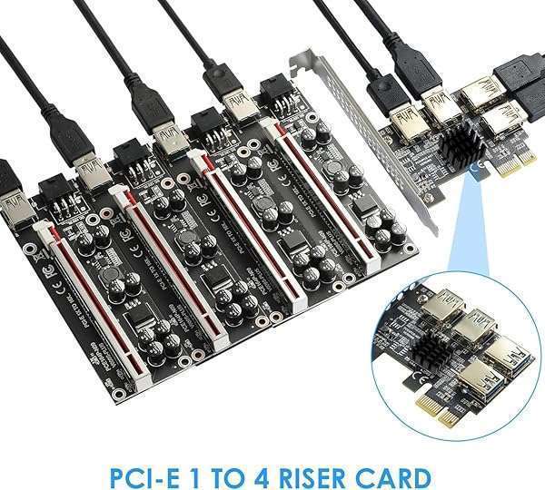 MZHOU Buy MZHOU PCI-E 1 to 4 Riser Card - USB 3.0 Adapter for Bitcoin Mining | Compatible with Windows, Linux, Mac - View 5 of 9