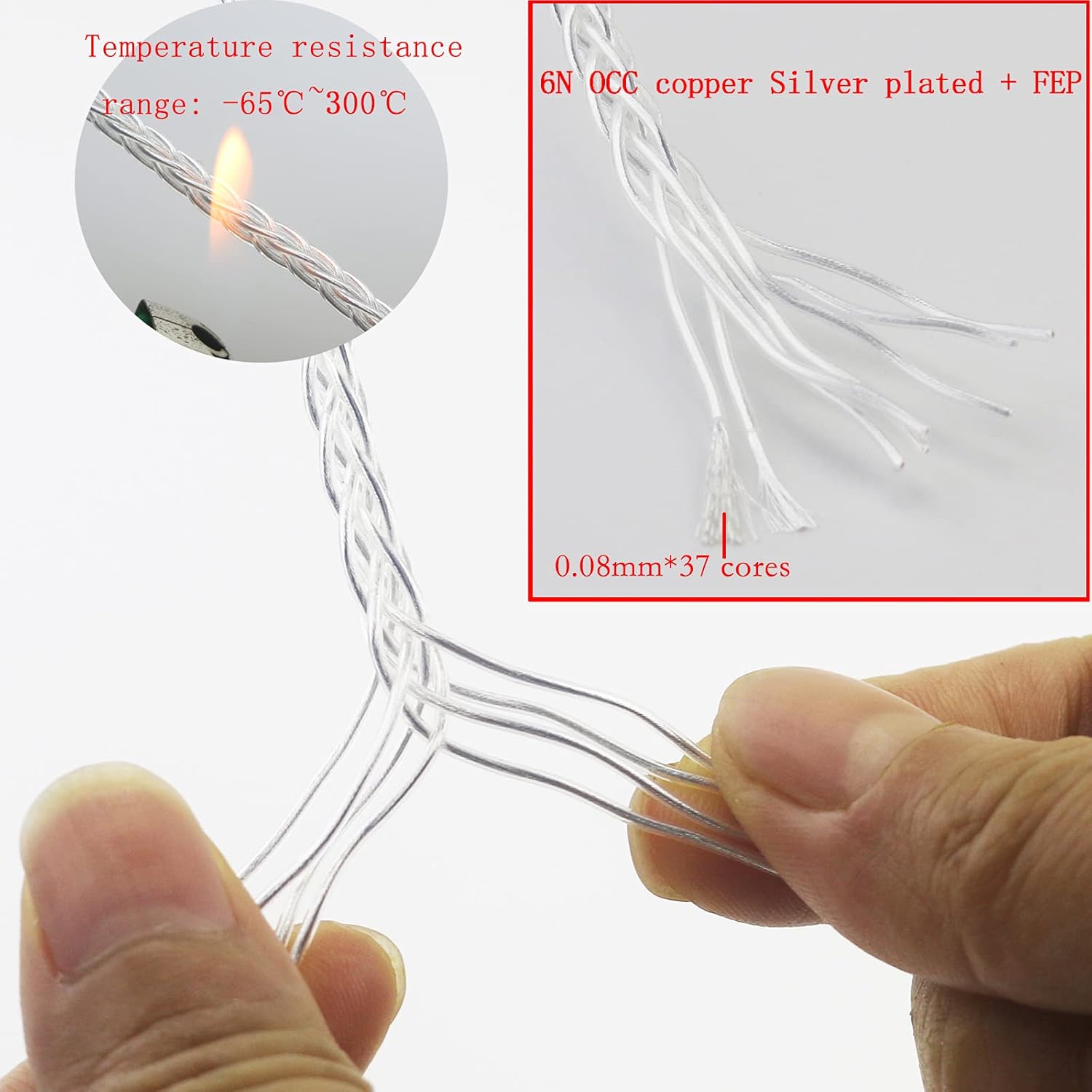 NewFantasia NewFantasia 4.4mm to 4.4mm Male to Male Balanced 5 Pole Headphone Audio Adapter Cable 8 Cores 6N OCC Copper Single Crystal Silver Plated Wire Walnut - View 3 of 6