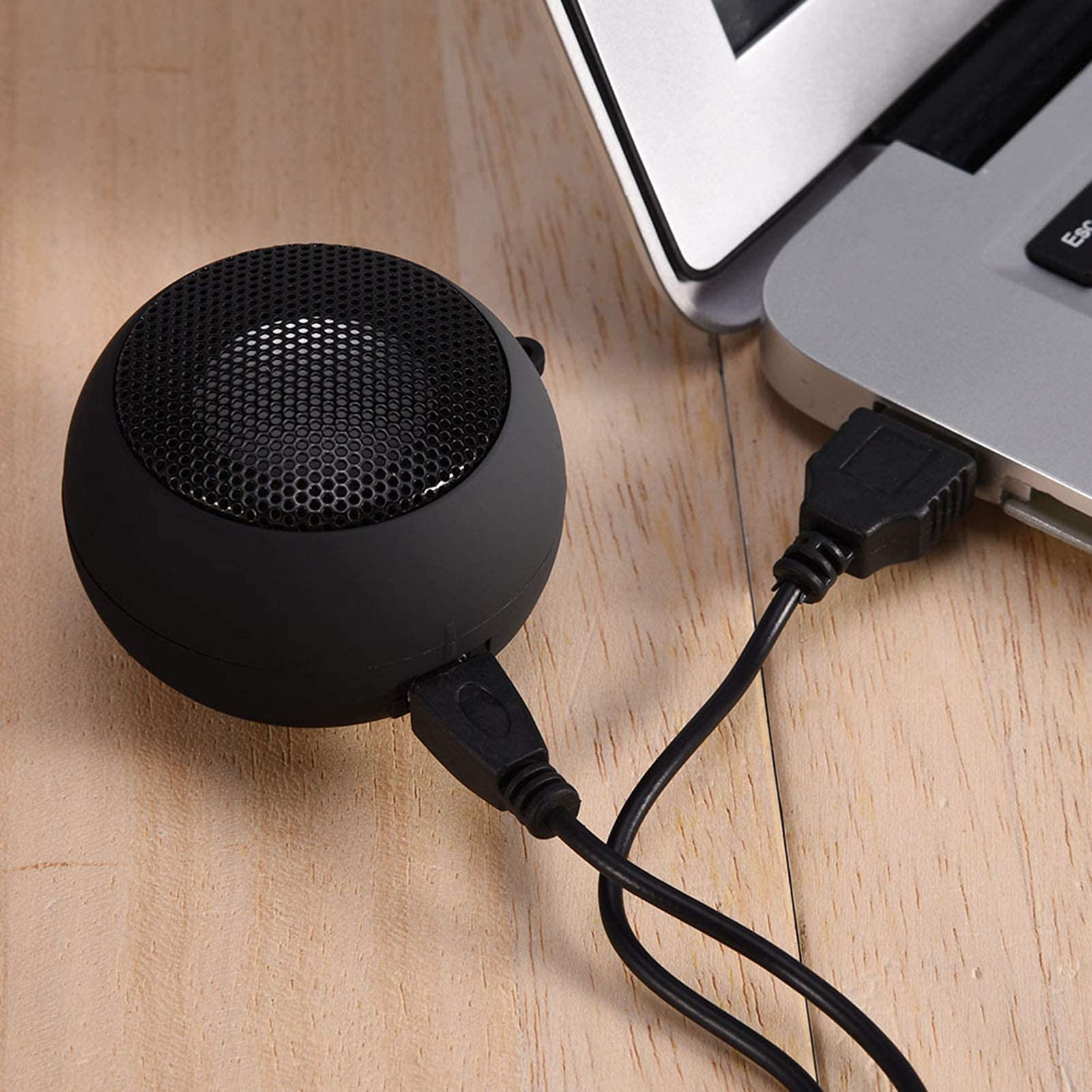 Qinlorgo Mini Speaker, Retractable Speaker with USB Charging Cable, 3.5mm Audio Interface Portable Speaker for MP3, MP4, MP5, Mobile Phones, Computers(Black, - View 3 of 8