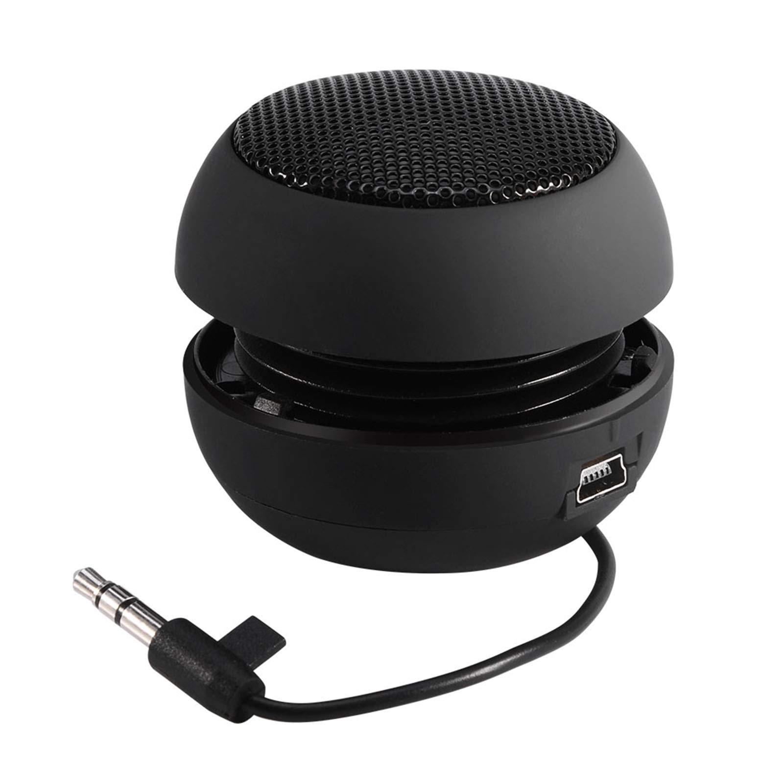 Qinlorgo Mini Speaker, Retractable Speaker with USB Charging Cable, 3.5mm Audio Interface Portable Speaker for MP3, MP4, MP5, Mobile Phones, Computers(Black,