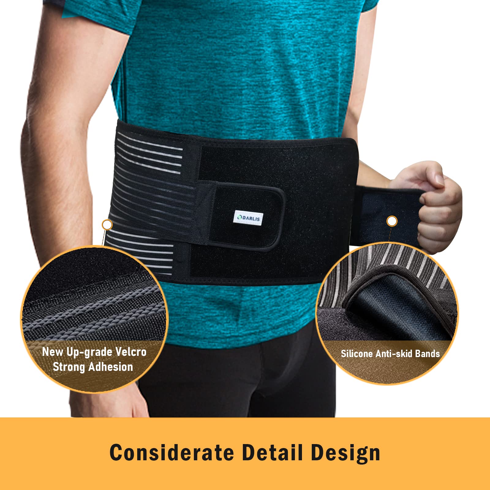 DARLIS DARLIS Back Brace Support Belt with Inflatable Lumbar Pad - Extra Support for Lower Back Pain, Herniated Disc, Sciatica, Scoliosis, Adjustable - View 6 of 7