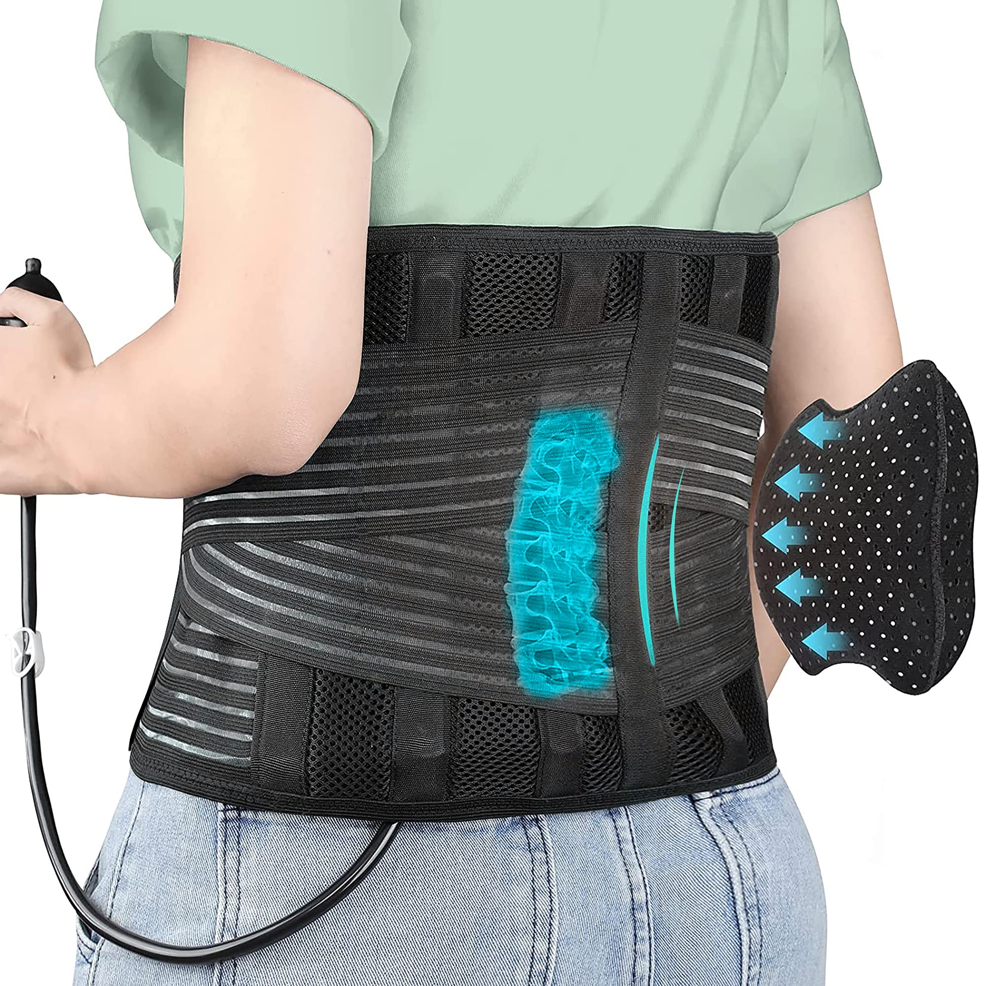 DARLIS DARLIS Back Brace Support Belt with Inflatable Lumbar Pad - Extra Support for Lower Back Pain, Herniated Disc, Sciatica, Scoliosis, Adjustable