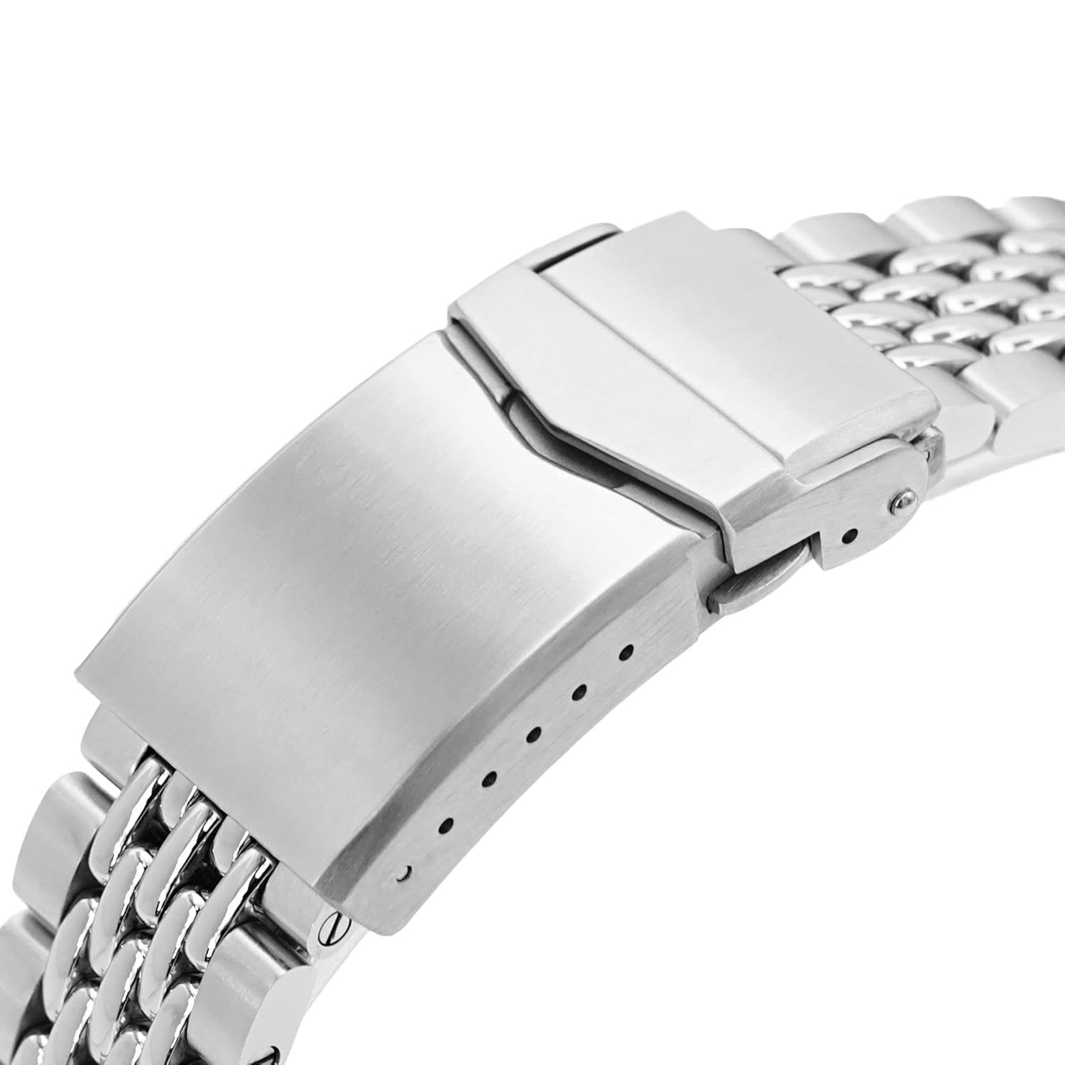 MiLTAT MiLTAT 22mm Goma Watch Band compatible with Seiko 5 Sports SRPD51 SRPD55 SBSA003, V-Clasp, 2-Tone Polished - View 2 of 5
