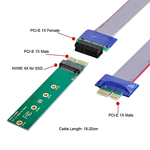 cablecc Cablecc NGFF M-Key NVME AHCI SSD to PCI-E 3.0 1x Vertical Adapter with Male to Female Cable Extension - View 5 of 9