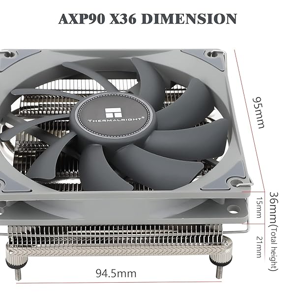 Thermalright Thermalright AXP90 X36 Low Profile ITX CPU Cooler - Slim 36mm Heatsink for AMD & Intel LGA CPUs - View 8 of 8