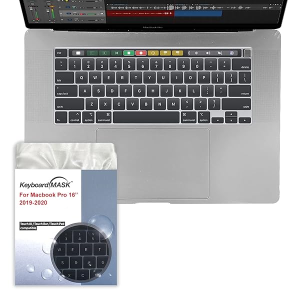 Green Onions Supply KeyboardMask for MacBook Pro 16 Inch Ultra Thin Waterproof Full Cover Keyboard and Touchbar Protector Matte Finish 2016 to 2020