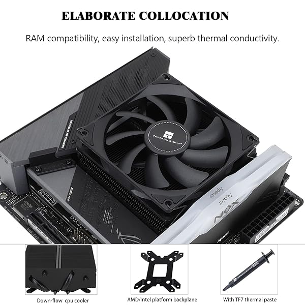 Thermalright Thermalright AXP-90 X53 Black: Low Profile CPU Cooler for AMD & Intel - 90mm PWM Fan, 4 Heat Pipes, 53mm Height - View 5 of 7
