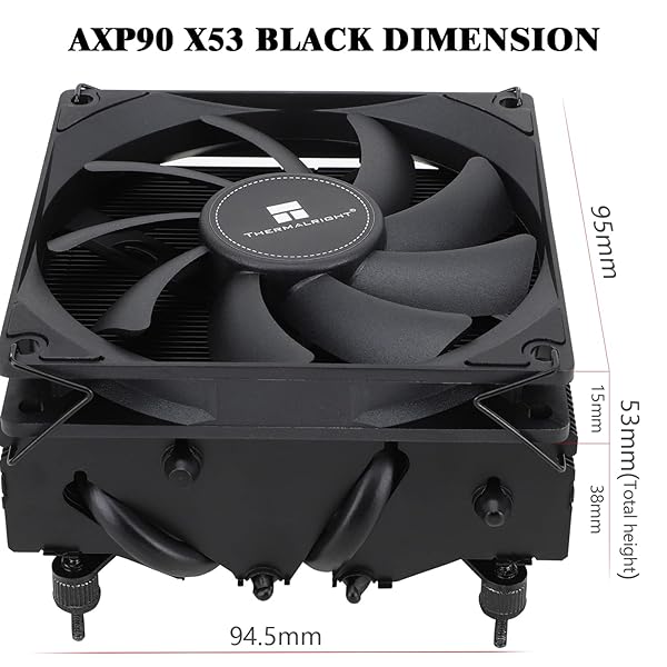 Thermalright Thermalright AXP-90 X53 Black: Low Profile CPU Cooler for AMD & Intel - 90mm PWM Fan, 4 Heat Pipes, 53mm Height - View 7 of 7