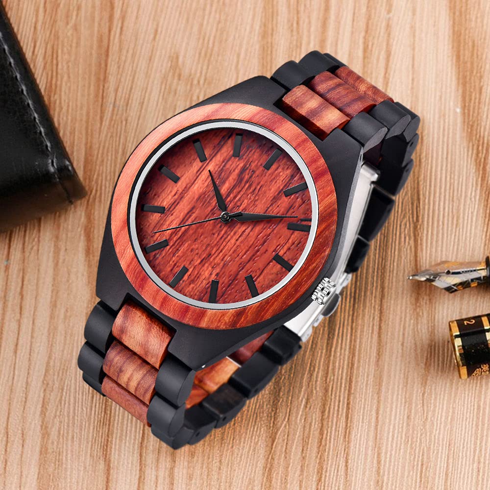 Tiong Tiong Brand Handmade Colorful Bamboo Wooden Watches for Men Analog Date Quartz Timepieces - View 2 of 9