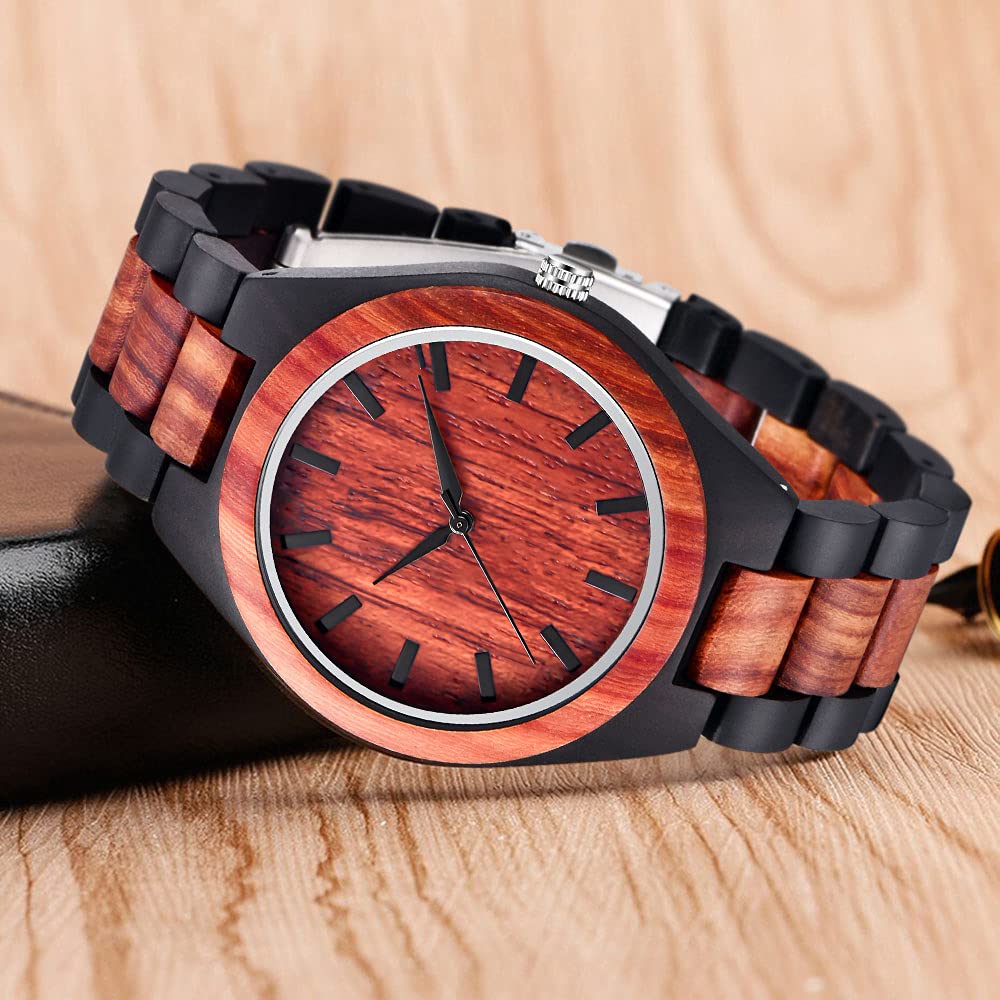 Tiong Tiong Brand Handmade Colorful Bamboo Wooden Watches for Men Analog Date Quartz Timepieces - View 3 of 9