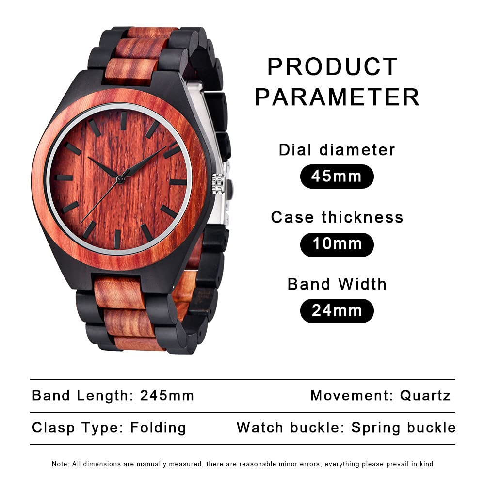 Tiong Tiong Brand Handmade Colorful Bamboo Wooden Watches for Men Analog Date Quartz Timepieces - View 4 of 9