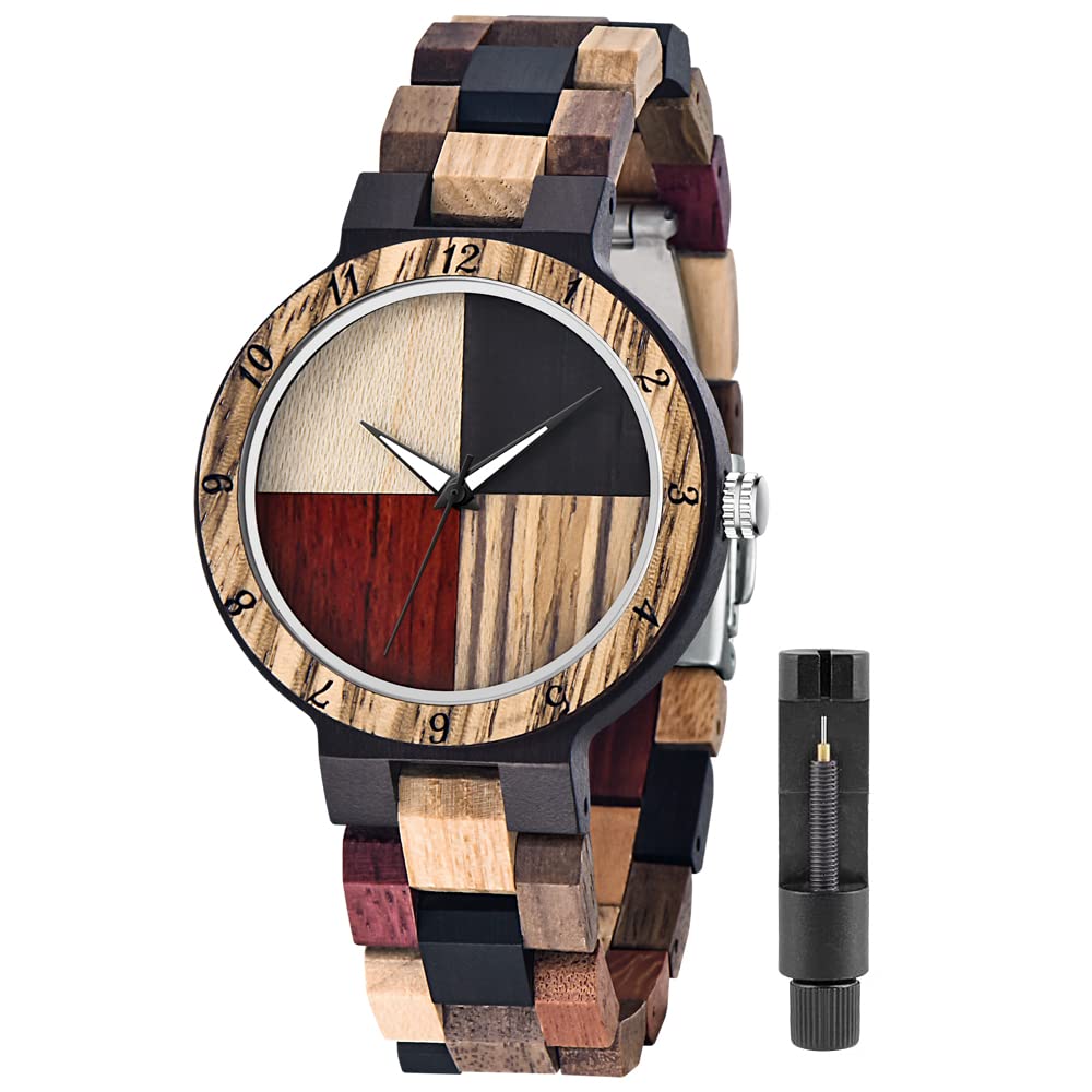 Tiong Tiong Brand Handmade Colorful Bamboo Wooden Watches for Men Analog Date Quartz Timepieces - View 8 of 9
