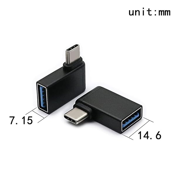 rgzhihuifz Right Angle USB C to USB 3.0 Adapter - 90 Degree Type C Male to USB A Female Converter for Smartphones & Laptops (2 Pack) - View 6 of 7