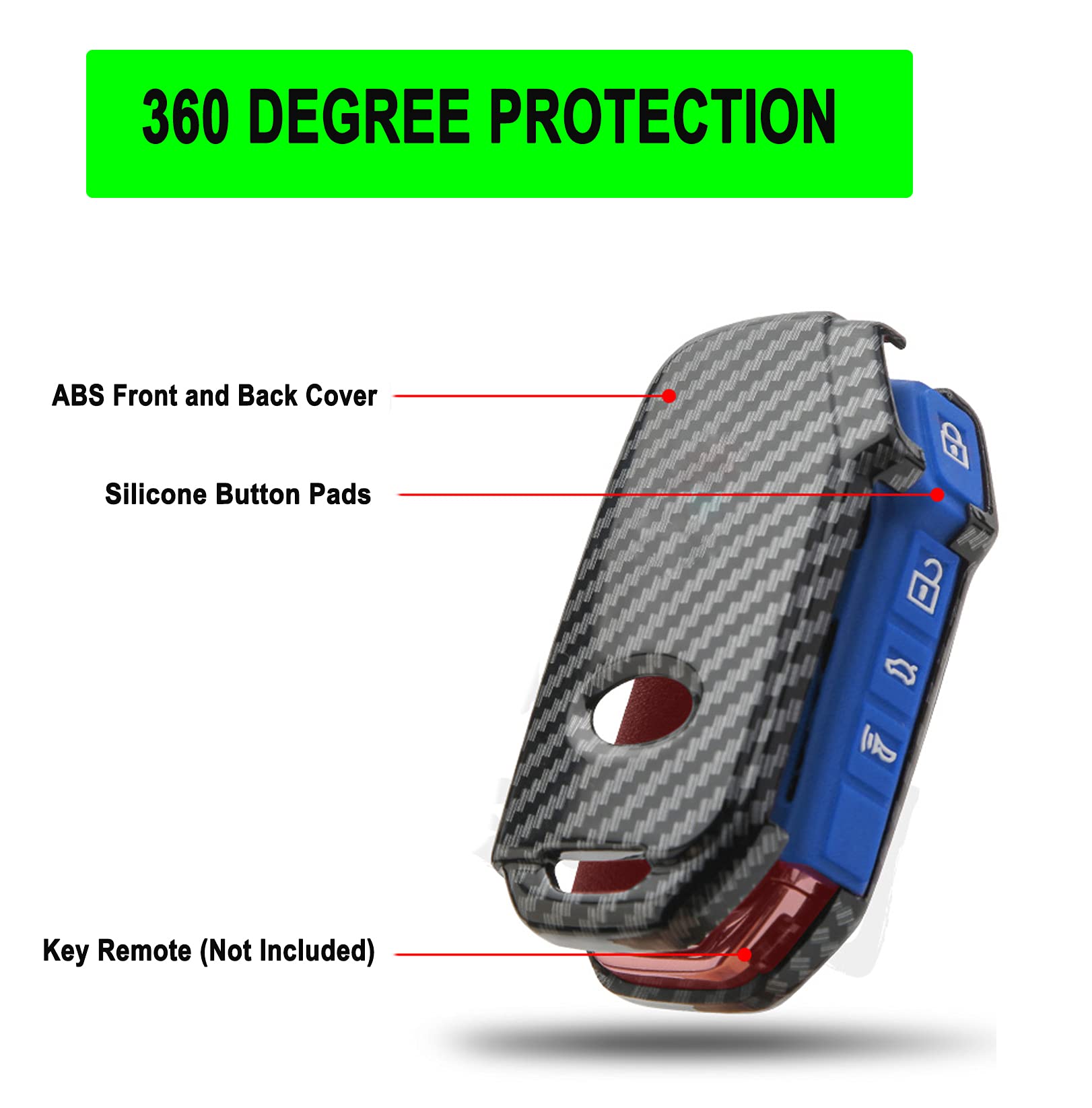 Muxkenper Muxkenper Key Fob Cover Case Fit for Kia Ceed Cerato Forte Niro Seltos Sorento Soul Sportage Telluride K5 Keyless Entry Remote Case Holder ABS Carbon - View 4 of 8