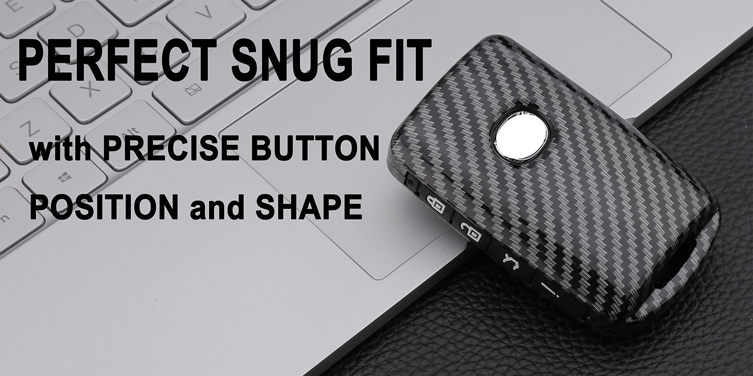 Muxkenper Key Fob Cover Case for 2019-2021 Mazda 3 CX4 CX5 CX8 CX9 CX30 Mazda 6 Keyless Entry Remote ABS Carbon Fiber Black - View 7 of 7